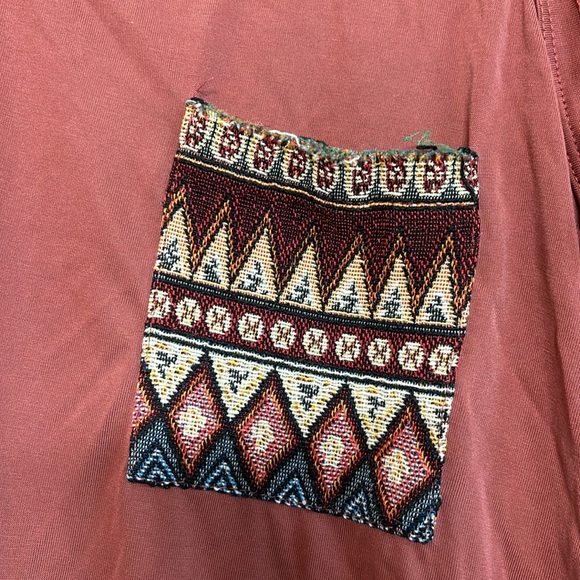 Mauve Colored, Aztec Style Shirt Pocket Tank Top - Picture 2 of 5